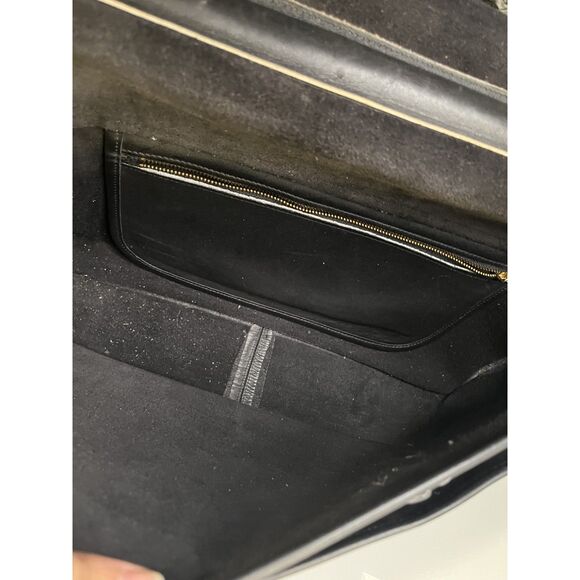 Vintage Laura USA Black Leather Briefcase Laptop Bag Work Satchel - Picture 4 of 8